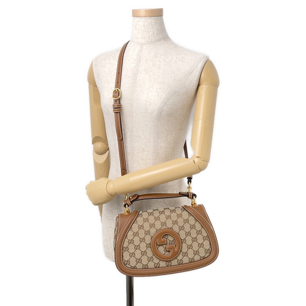 GUCCI GUCCI Blondie top handle bag Beige/Dark Brown815714 GG Canvas Leather Size Medium