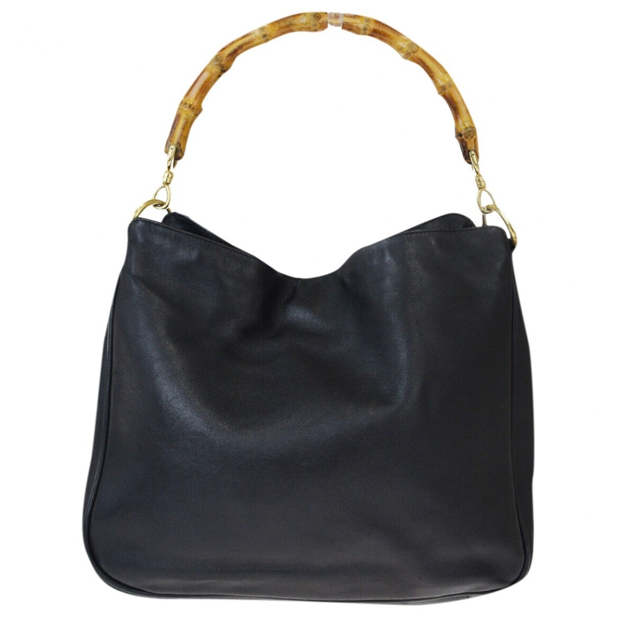 Gucci bamboo black leather handbag