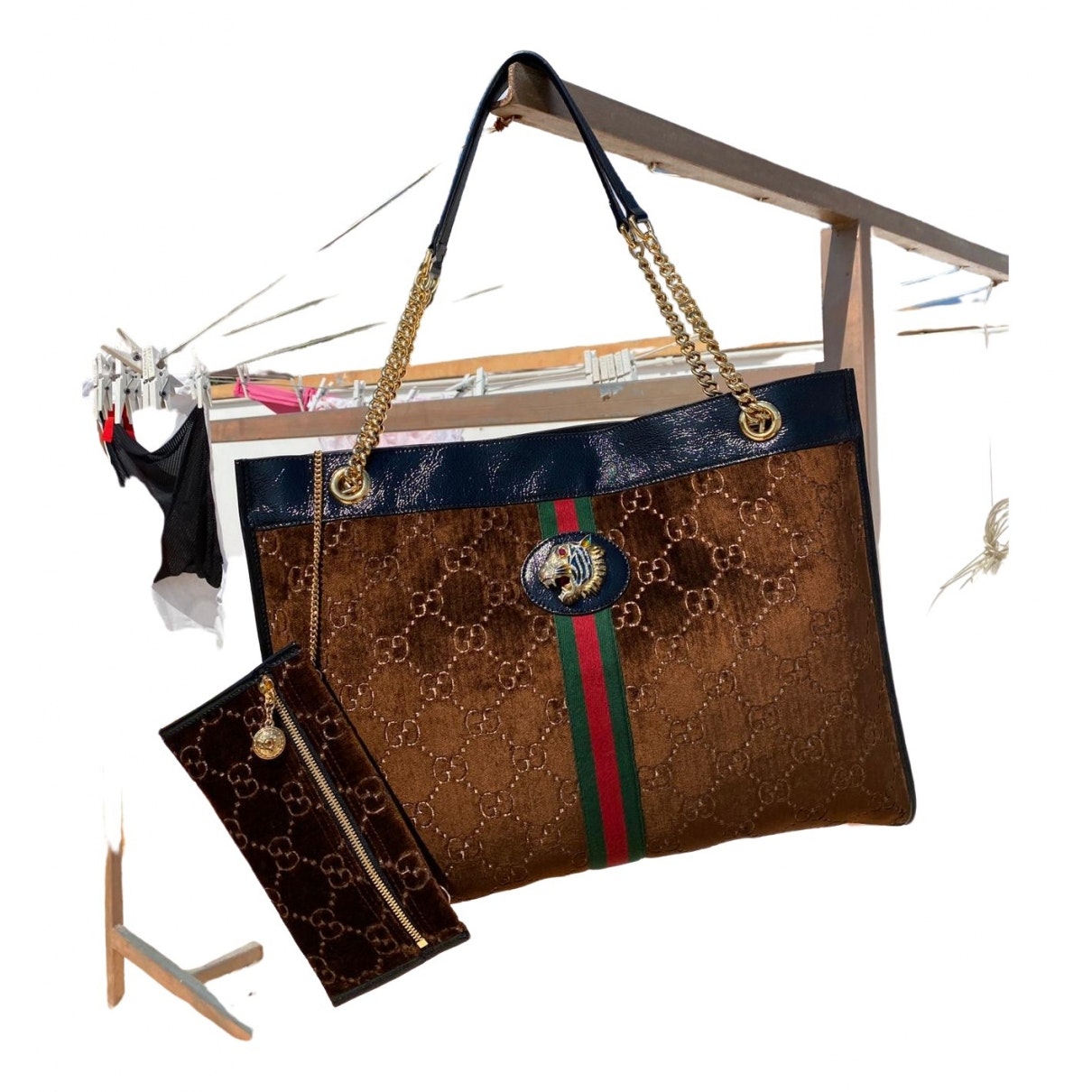 Gucci rajah brown velvet handbag