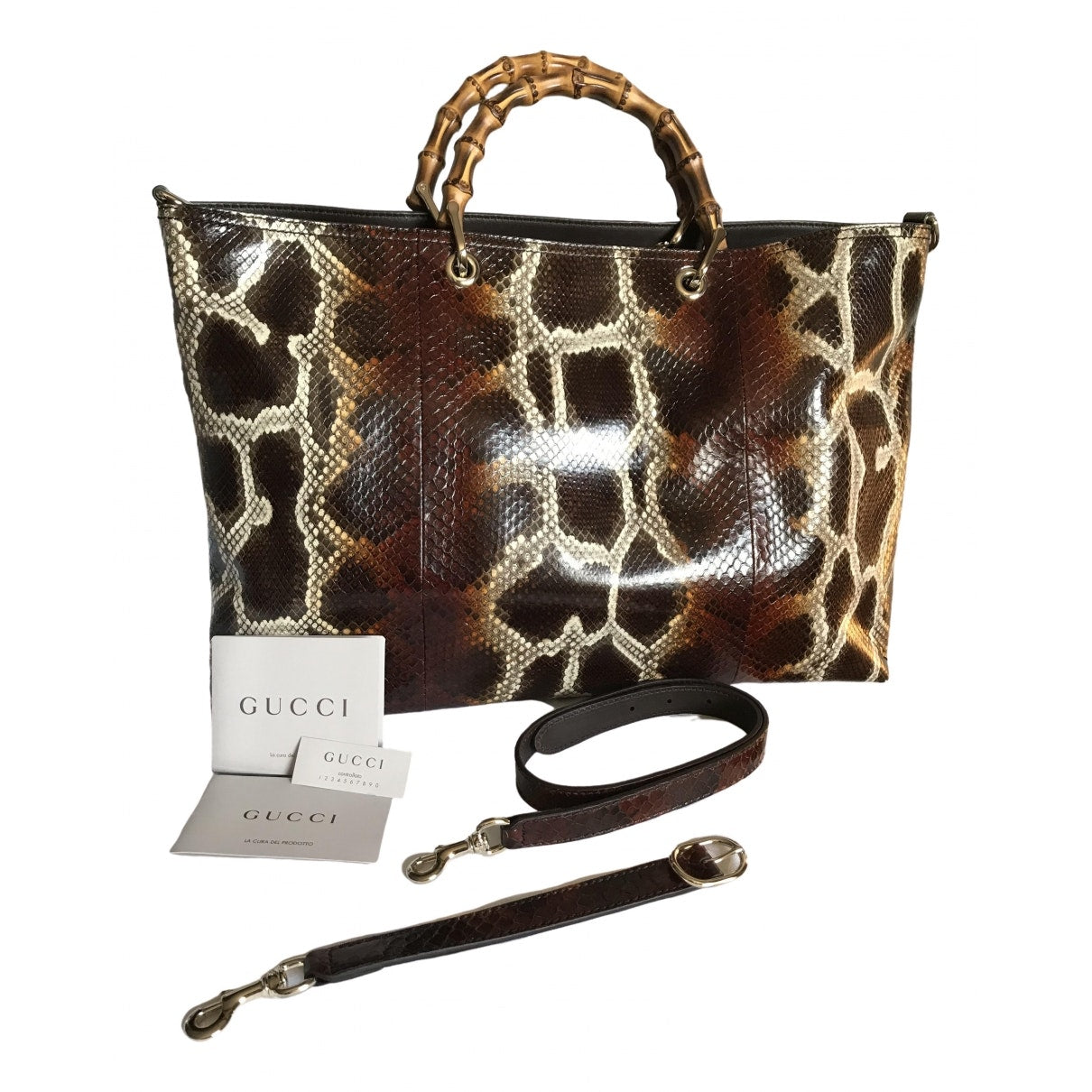 Gucci bamboo multicolour python handbag