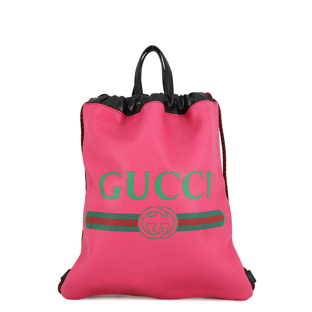 GUCCI Drawstring Backpack Pink523586 Leather