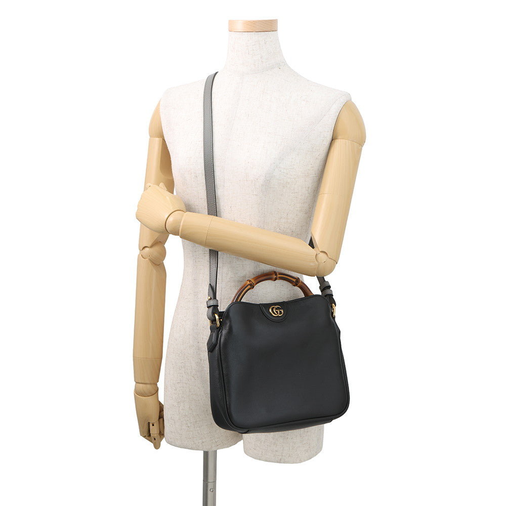 GUCCI Diana 2WAY Handbag Black746251 Leather Bamboo Size Small