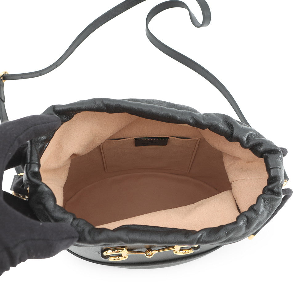 GUCCI Horsebit 1955 bucket bag Black602118 Leather