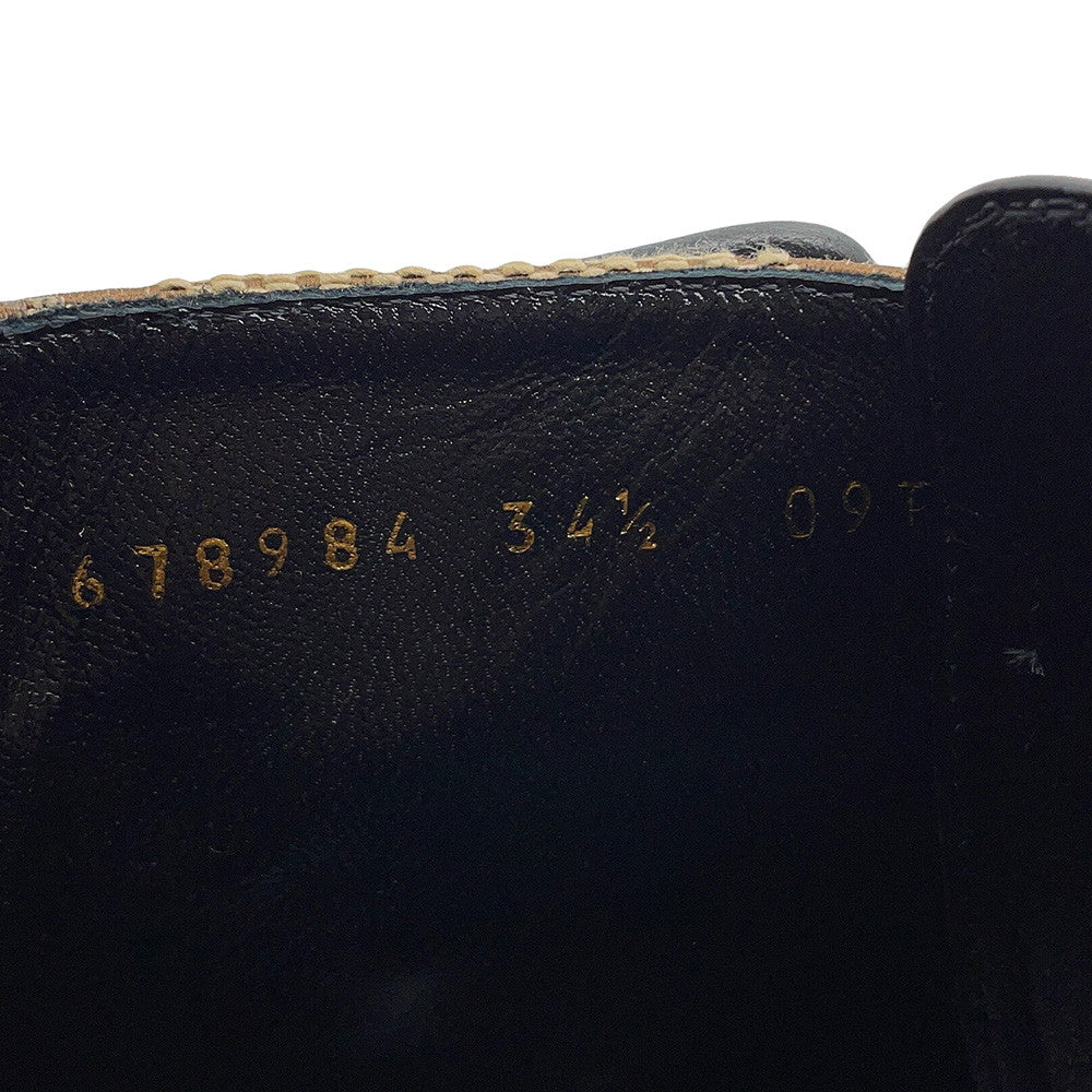 GUCCI Double G EncreBoots Beige/Black678984 GG Canvas Leather Size 34 1/2