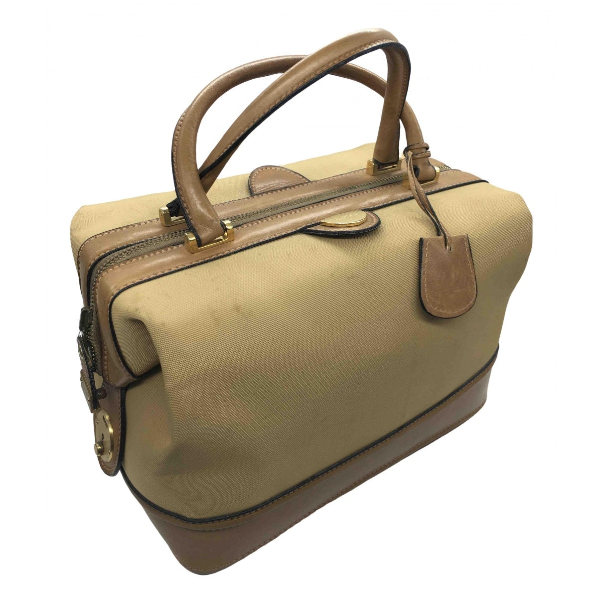 Gucci beige leather travel bag