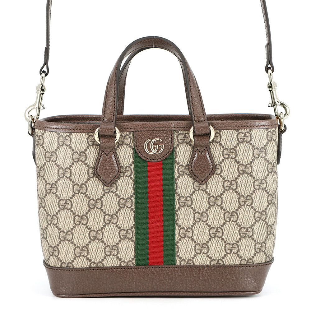 GUCCI Ophidia GG Supreme Tote Bag Beige/Brown/Green836848 GG Supreme Leather Size Small