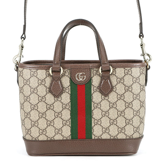 GUCCI Ophidia GG Supreme Tote Bag Beige/Brown/Green836848 GG Supreme Leather Size Small
