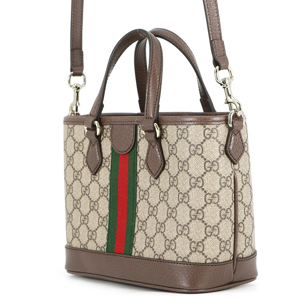 GUCCI Ophidia GG Supreme Tote Bag Beige/Brown/Green836848 GG Supreme Leather Size Small