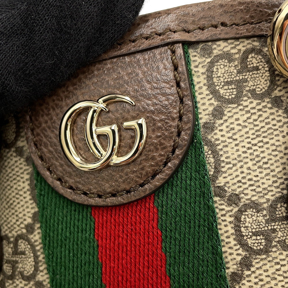 GUCCI Ophidia GG Supreme Tote Bag Beige/Brown/Green836848 GG Supreme Leather Size Small
