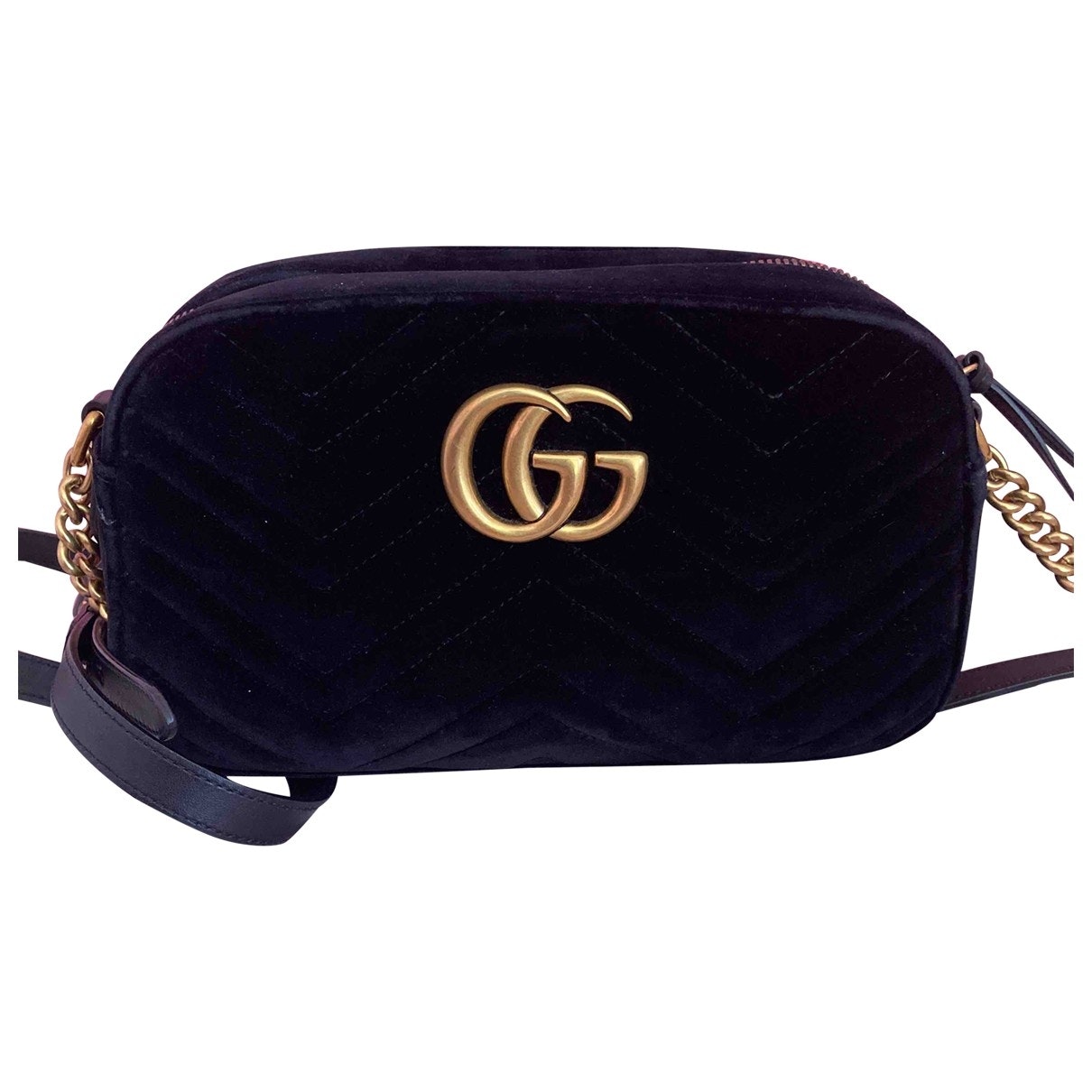 Gucci marmont black velvet handbag