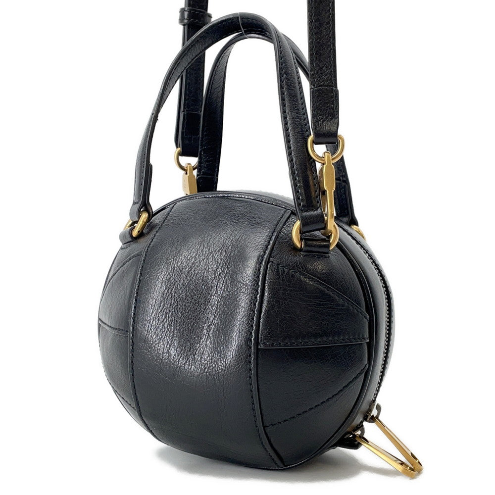 GUCCI GG Logo Basketball Shape 2-Way Shoulder Bag Black/Beige547855 Leather