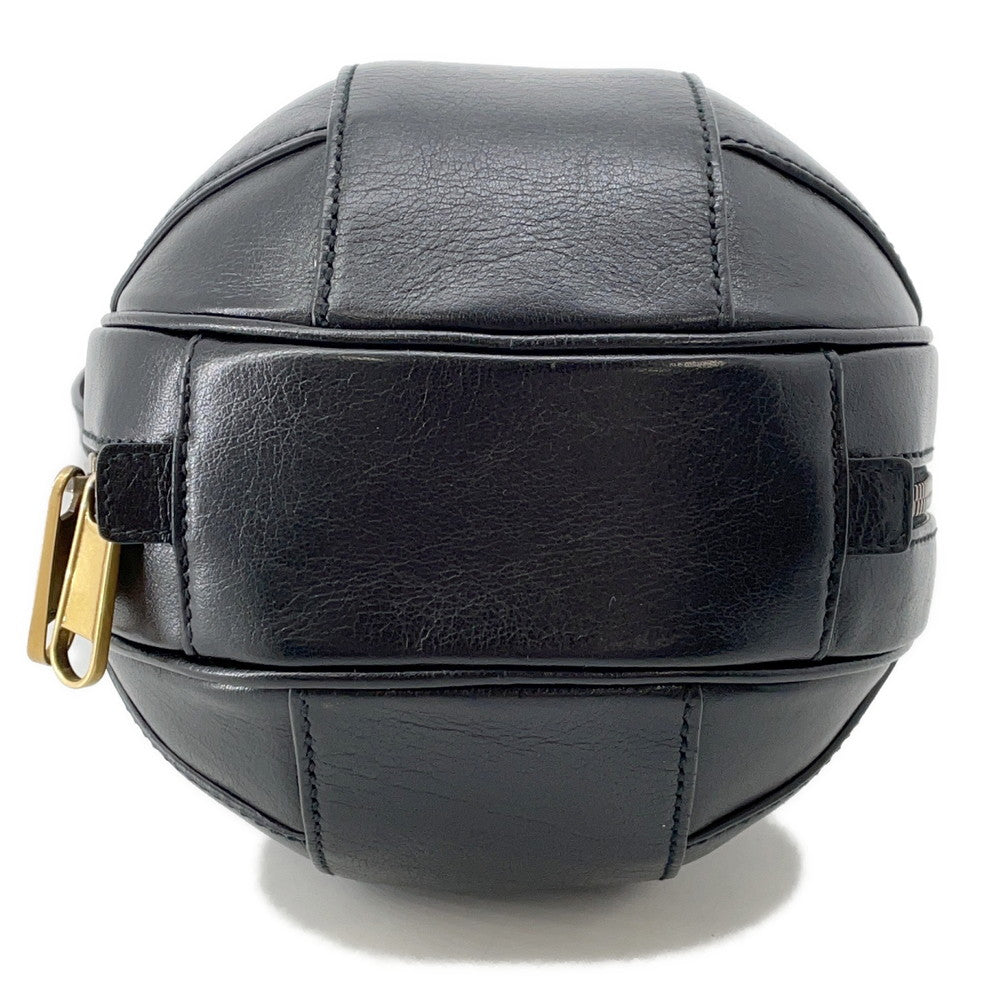 GUCCI GG Logo Basketball Shape 2-Way Shoulder Bag Black/Beige547855 Leather