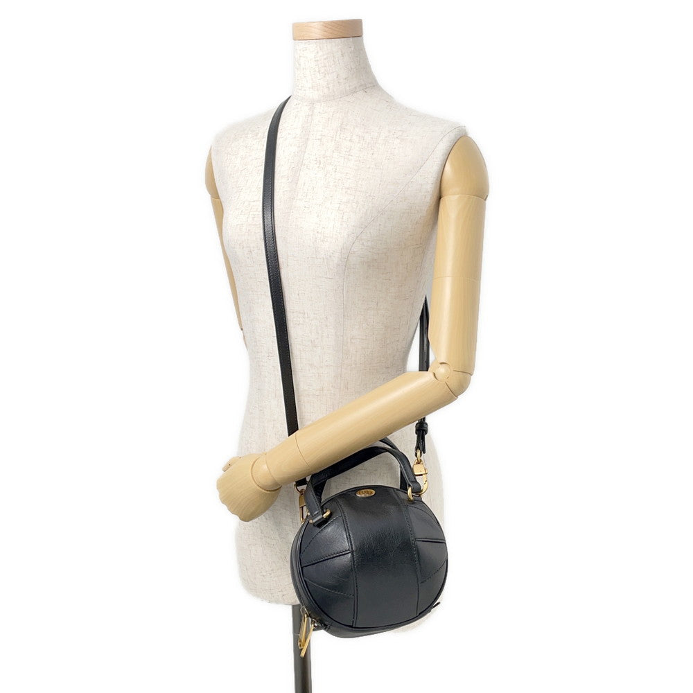GUCCI GG Logo Basketball Shape 2-Way Shoulder Bag Black/Beige547855 Leather