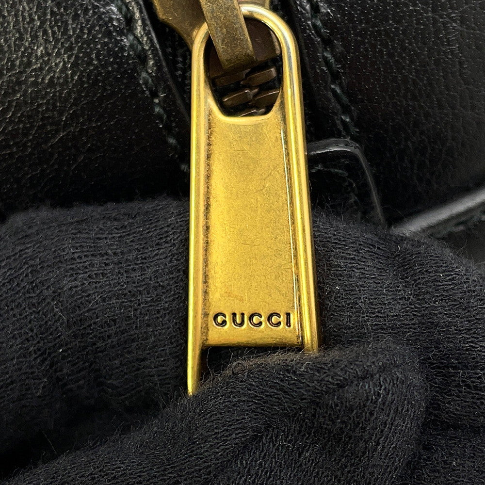 GUCCI GG Logo Basketball Shape 2-Way Shoulder Bag Black/Beige547855 Leather