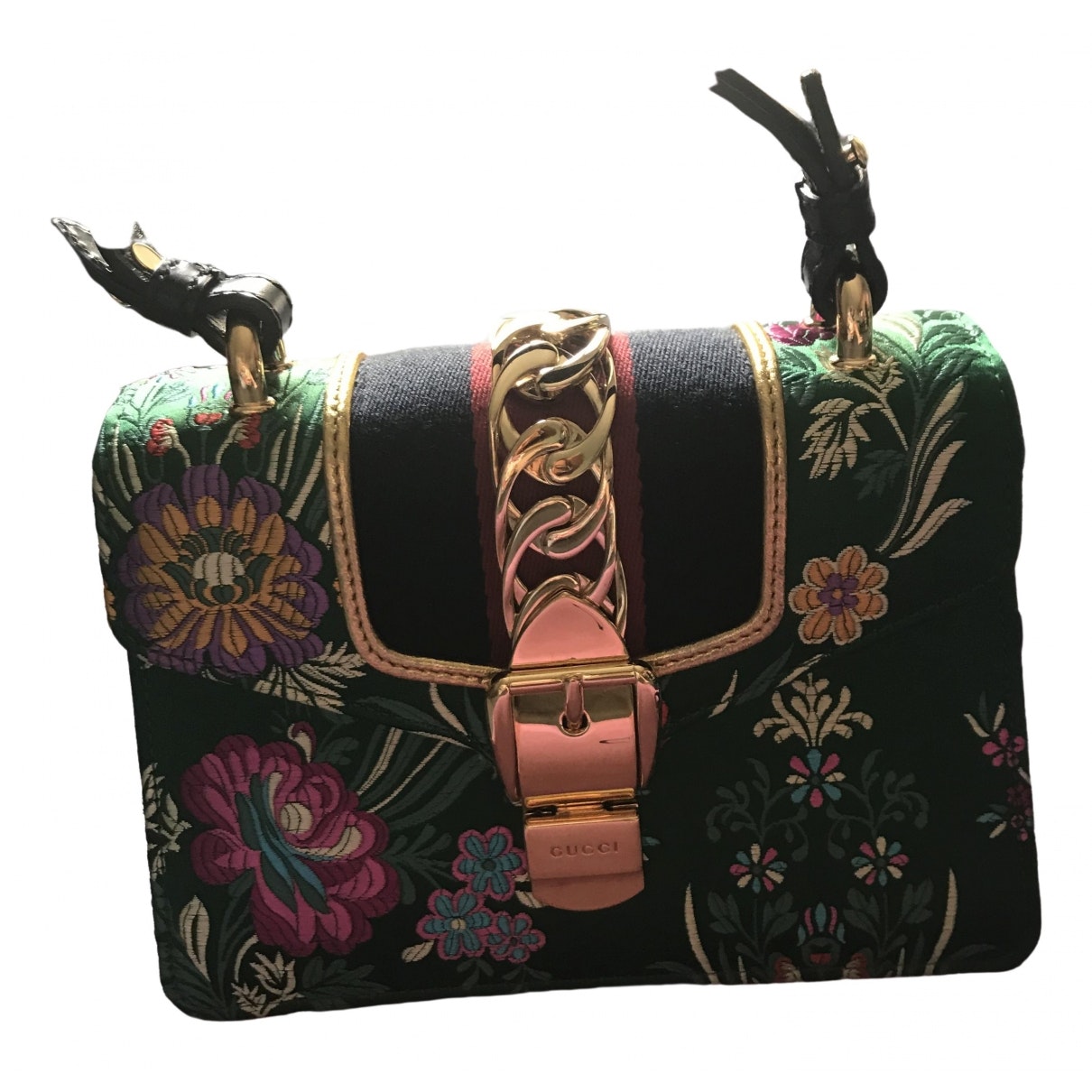 Gucci sylvie green cloth handbag