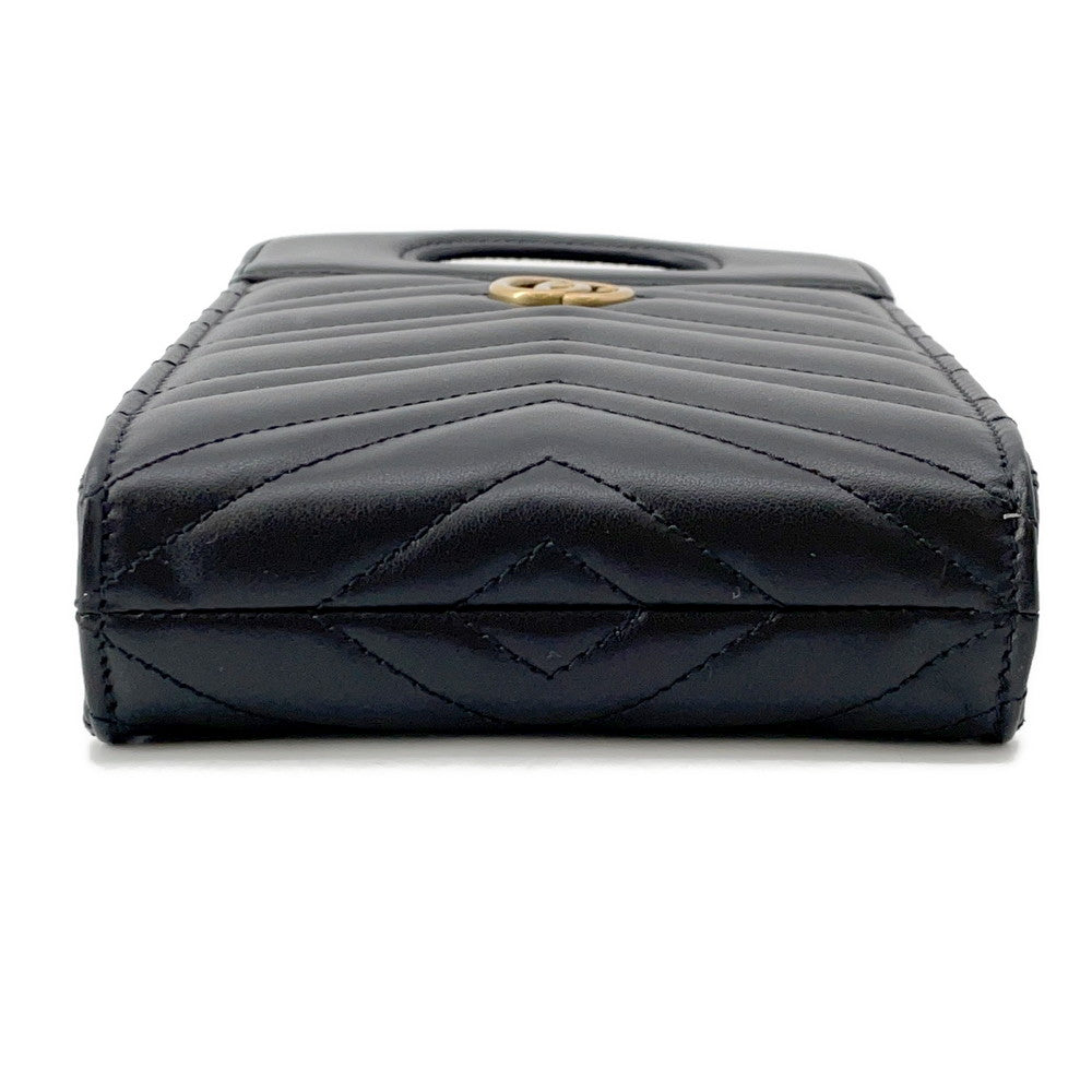 GUCCI GG Marmont Mini Top Handle Bag Black/Beige699756 Leather