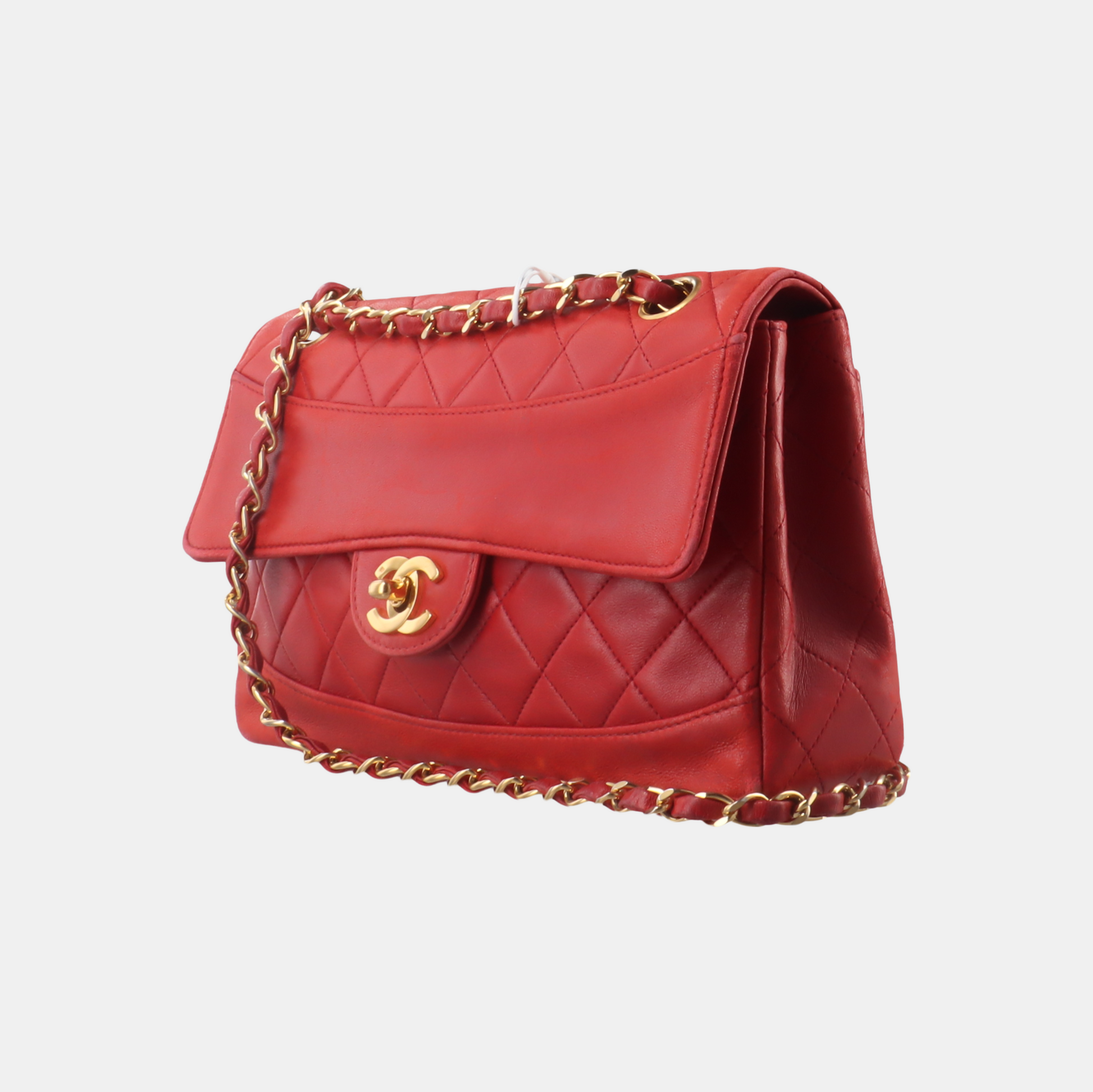 Chanel Classic Flap Lambskin 24k Hardware Red Gold Leather Handbag Hardware 1