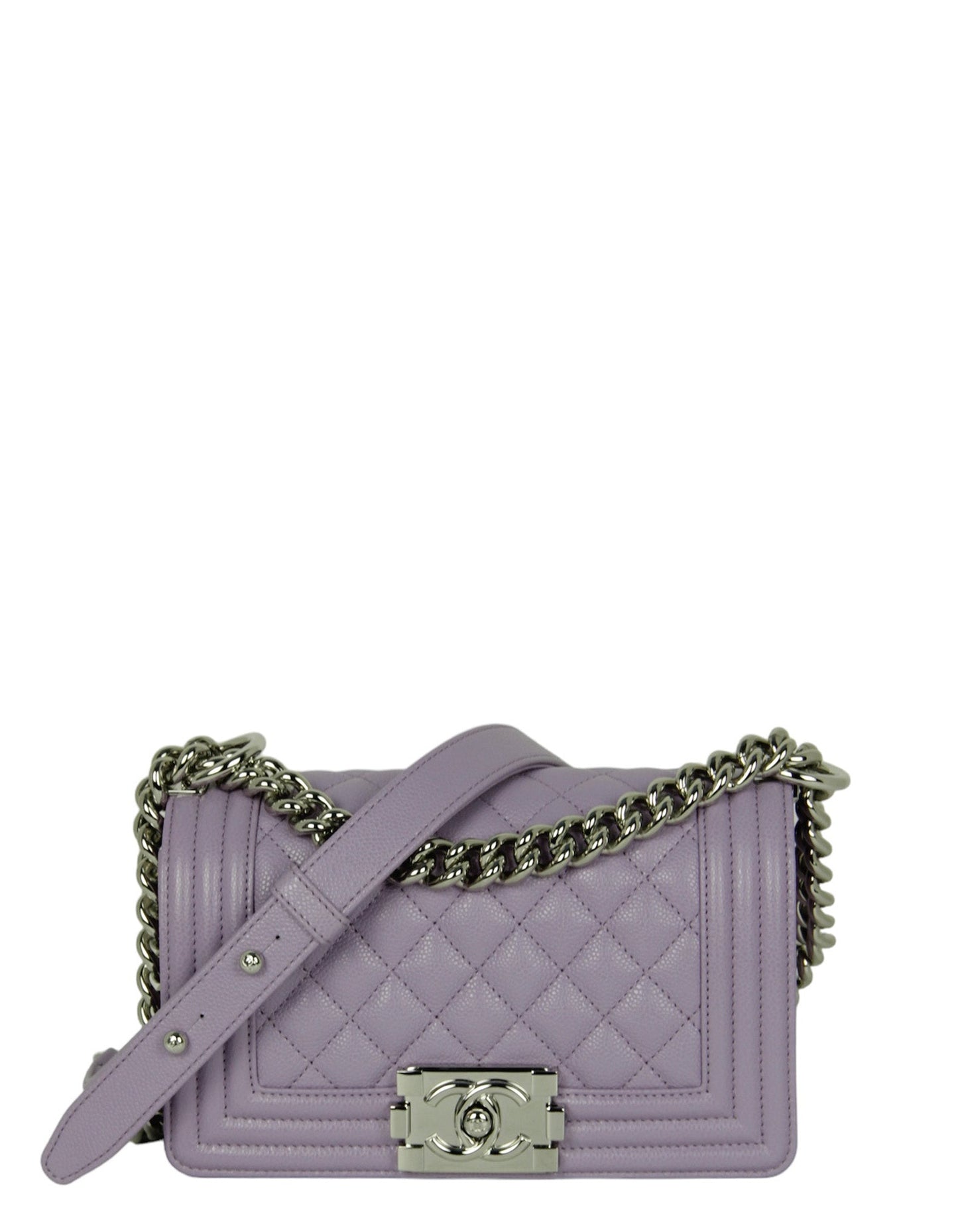 Chanel Purple Caviar Leather Small Boy Bag