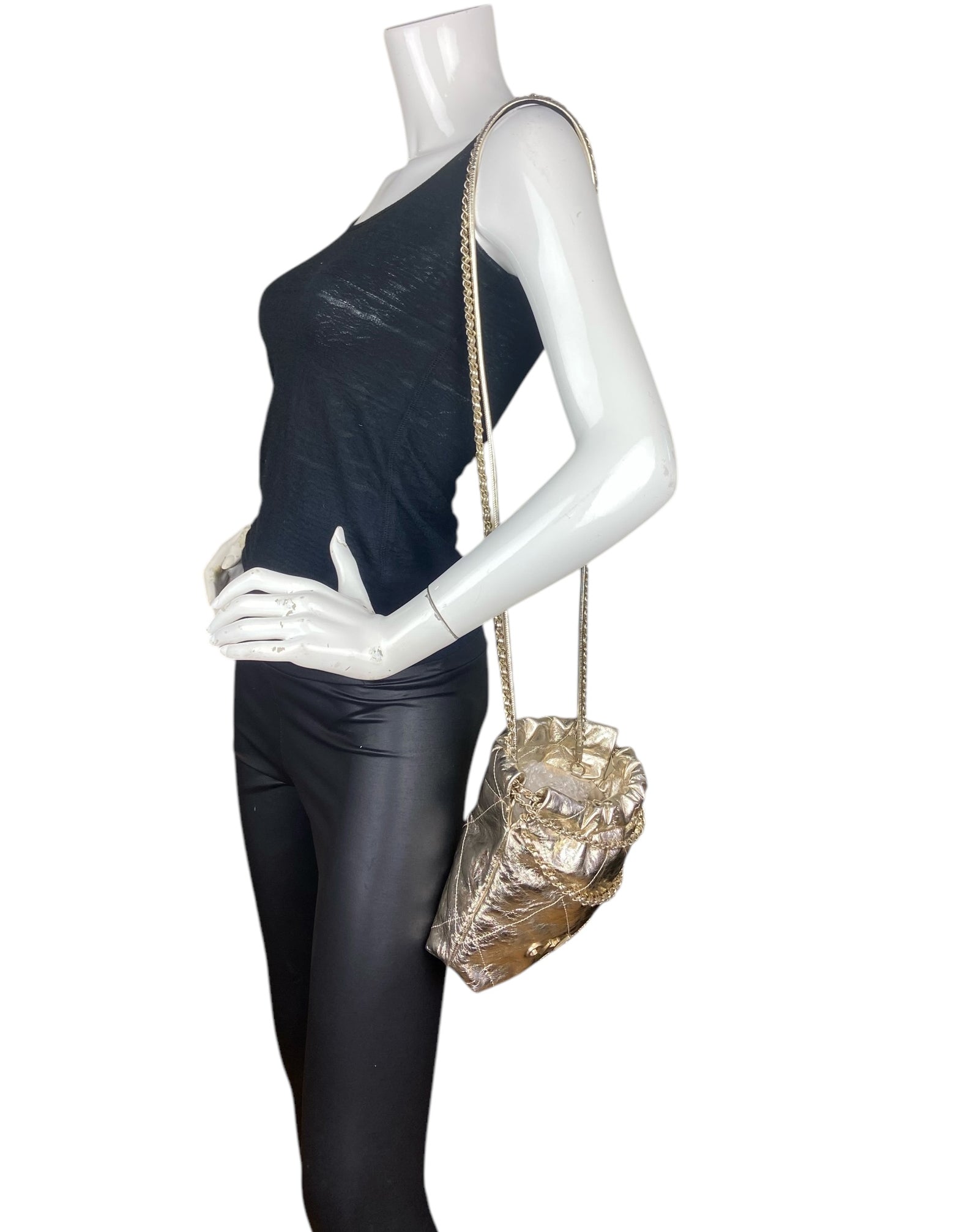 Chanel Metallic Calfskin Quilted Mini Chanel 22 Bag