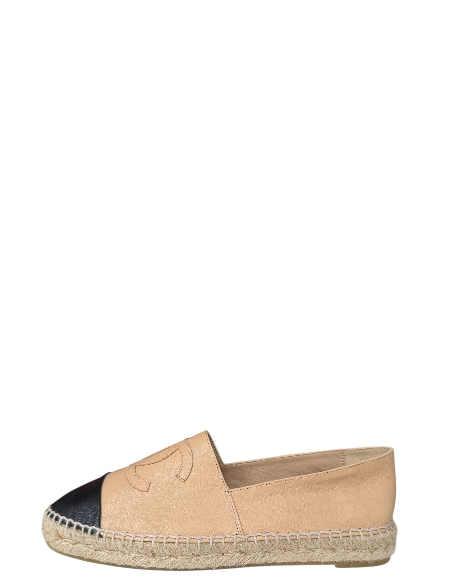 Chanel NEW Beige/Black CC Espadrilles sz 39