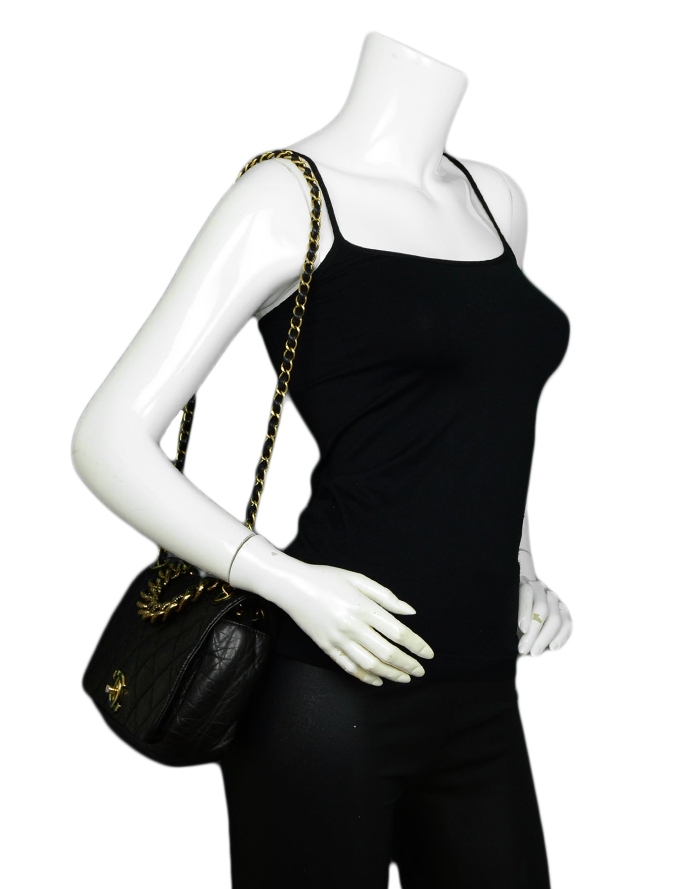 Chanel Black Calfskin Quilted Leather Medium Paris-Bombay Pondichery Flap Bag