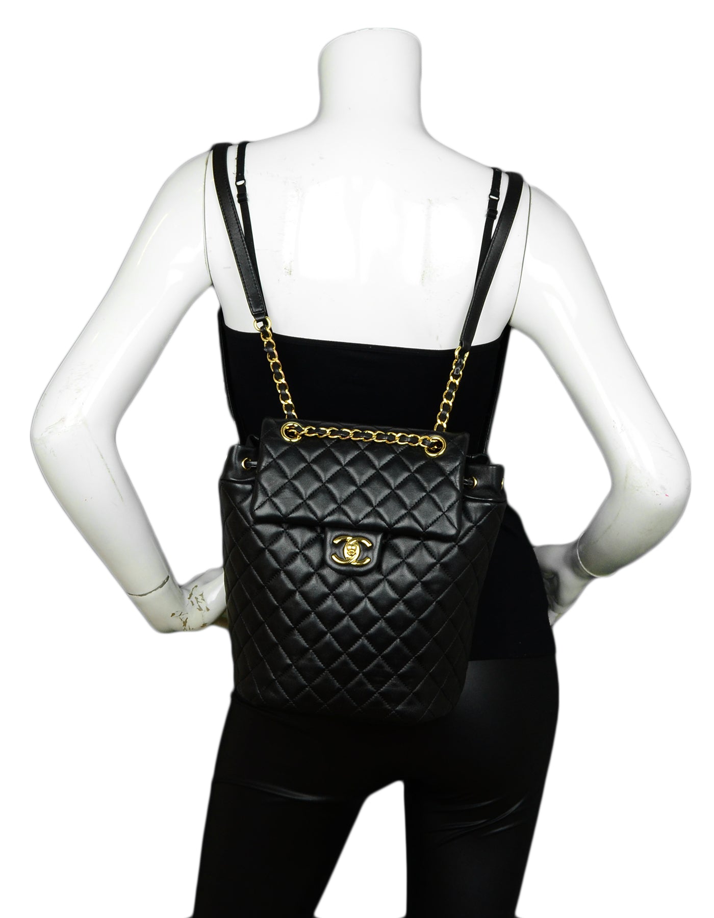 Chanel Black Lambskin Quilted Leather Small Urban Spirit Backpack Bag