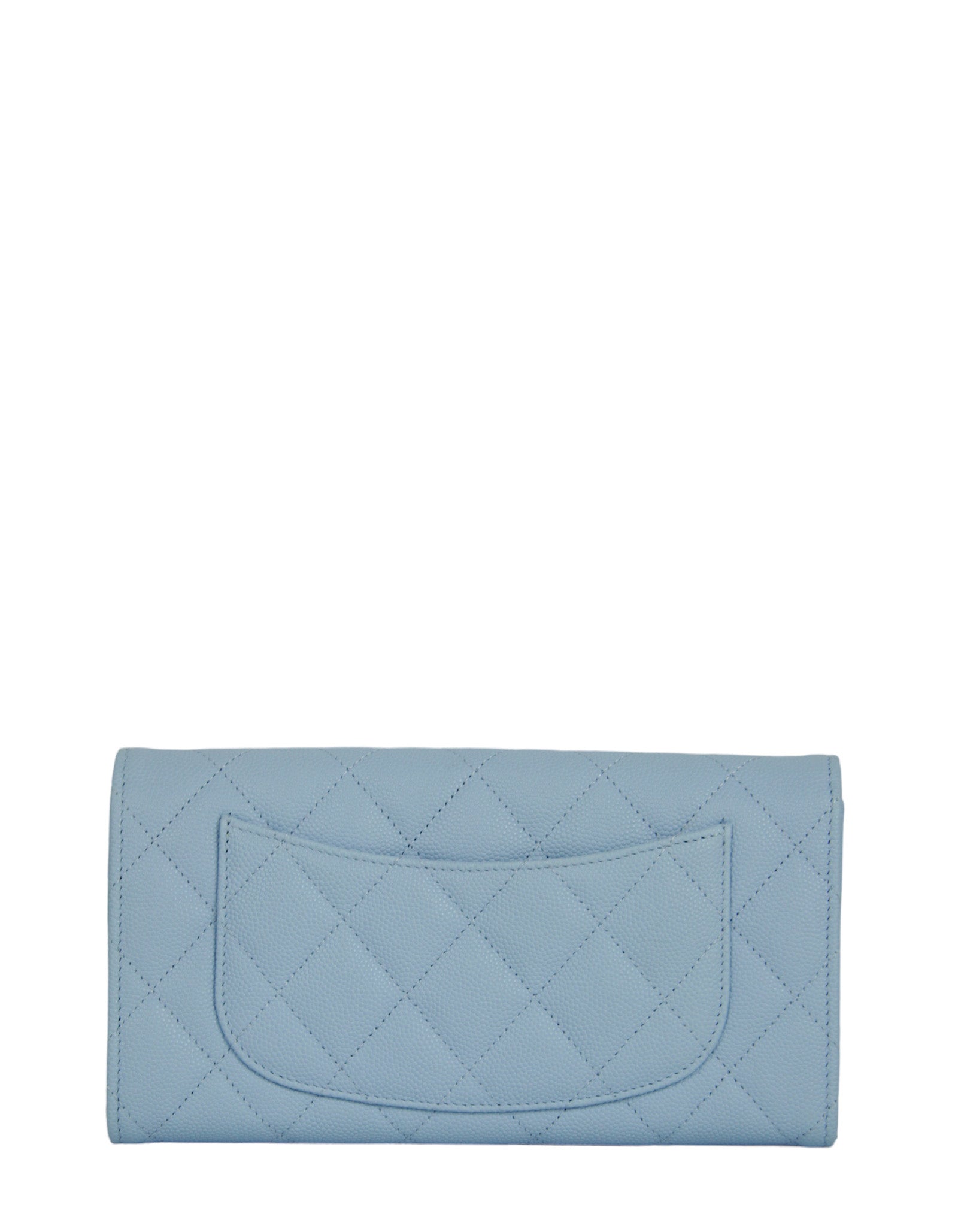 Chanel Light Blue Caviar Leather Wallet Handbag