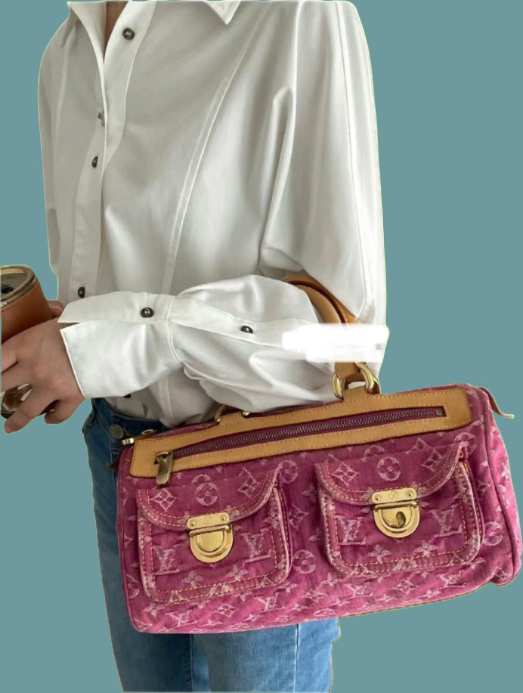 Louis Vuitton Denim Neo Speedy Boston Pink Travel Bag