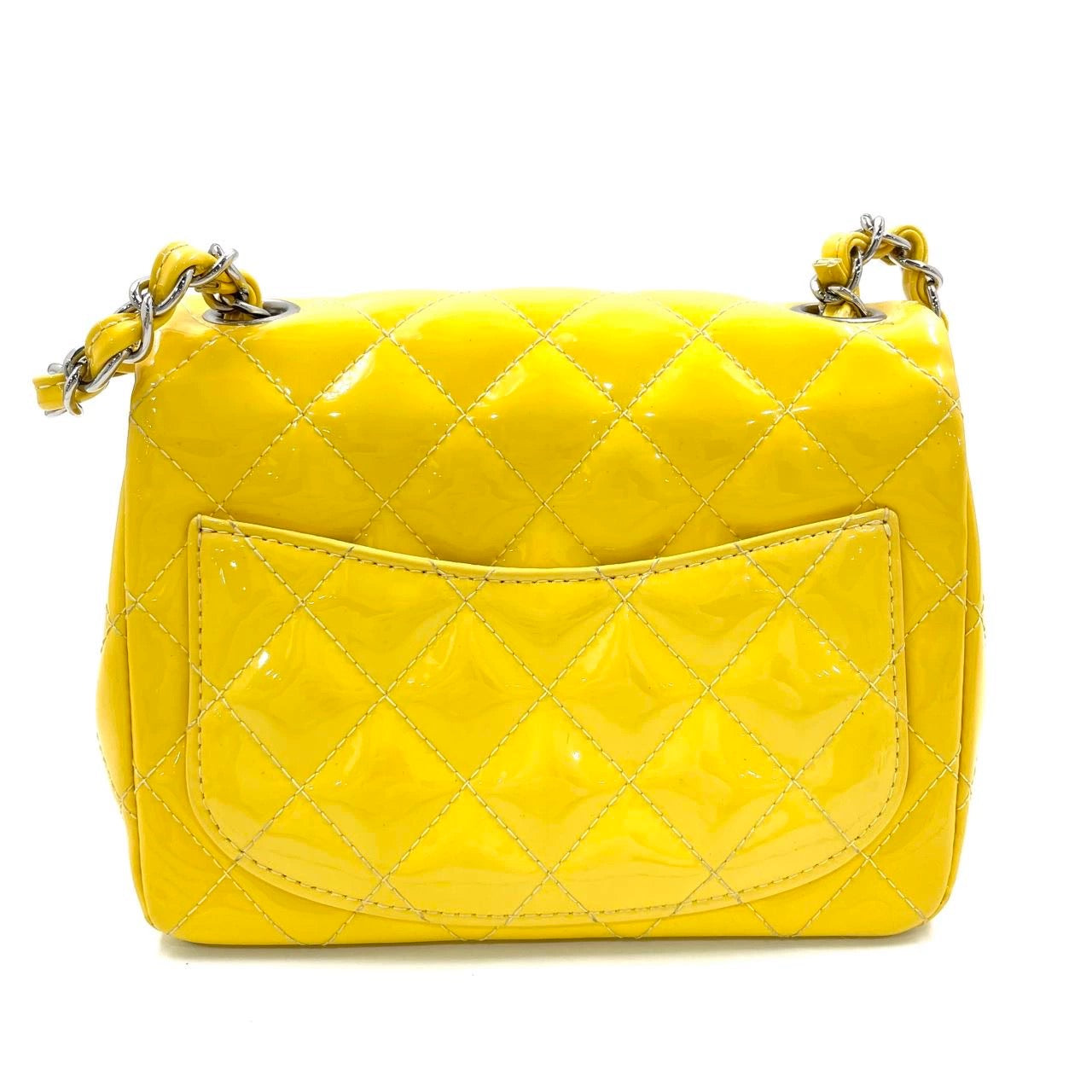 Chanel Classic Flap Square Yellow Patent Lambskin Crossbody Bag