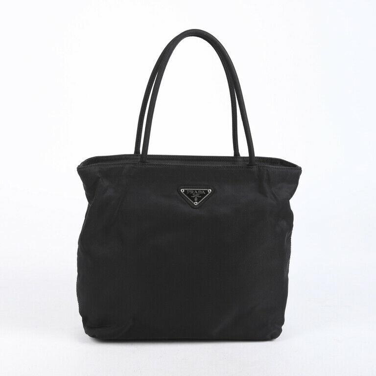 Prada Bag Tote Nylon Black Logo Tote Bag