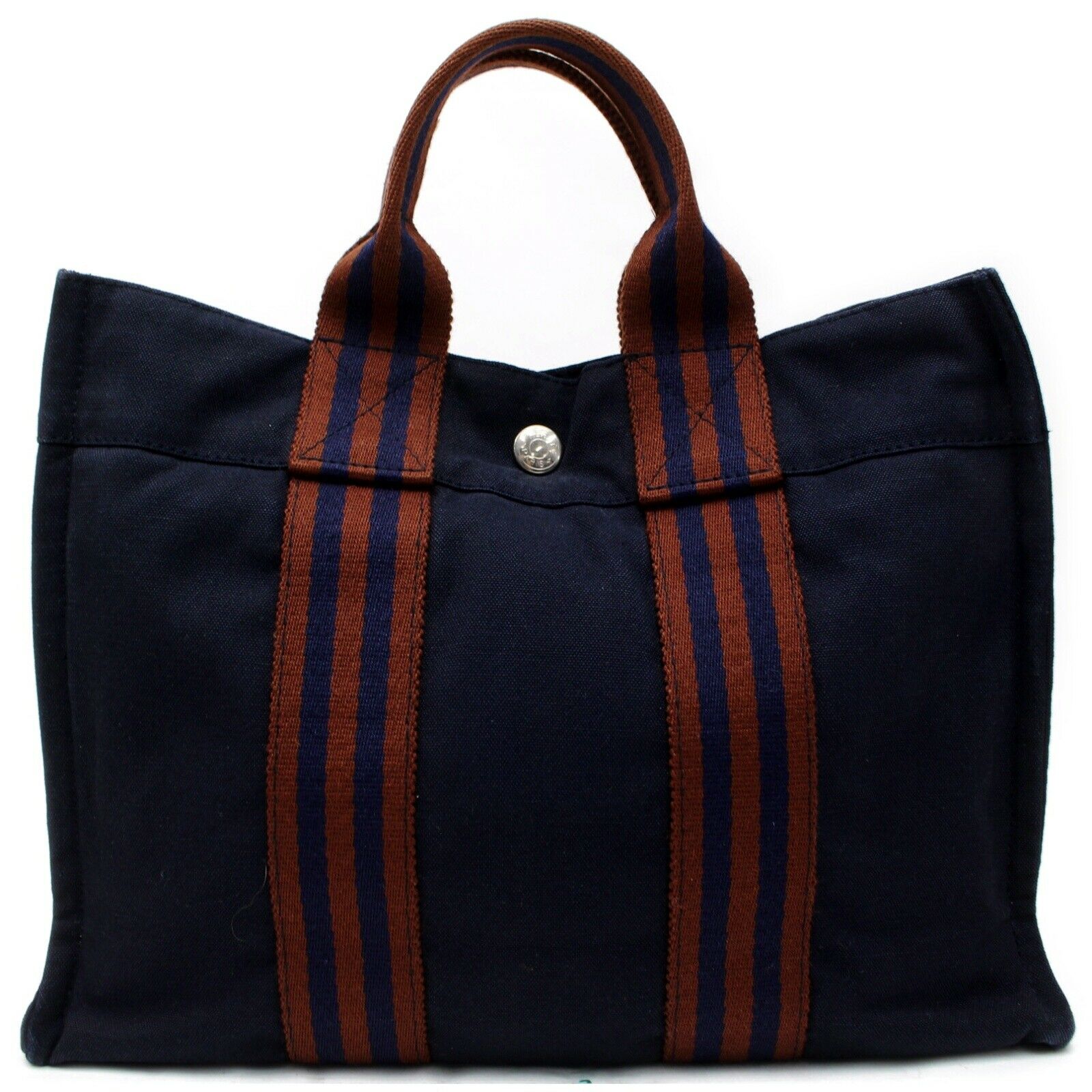 Hermes Brand Luxury Tote Bag Sac Fool Toepm Canvas Blue
