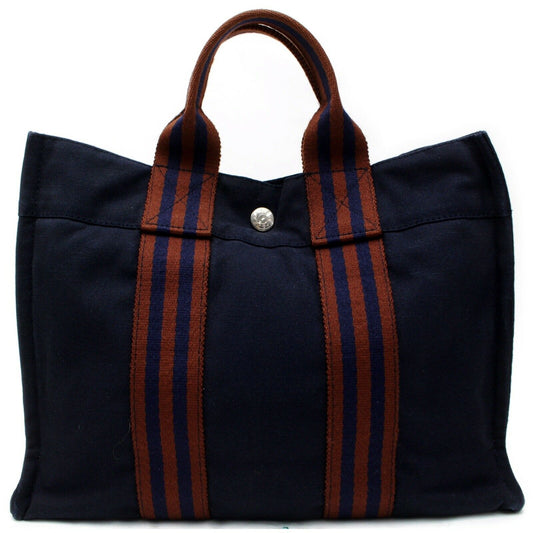 Hermes Brand Luxury Tote Bag Sac Fool Toepm Canvas Blue