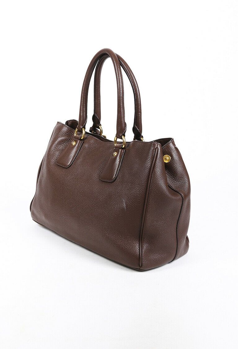 Prada Bag Daino Tote Leather Vitello Brown Tote Bag
