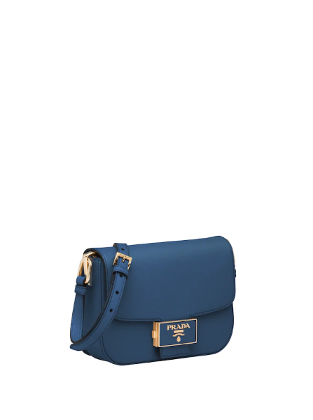 Prada Emblème Bag Leather Saffiano Blue Travel Bag