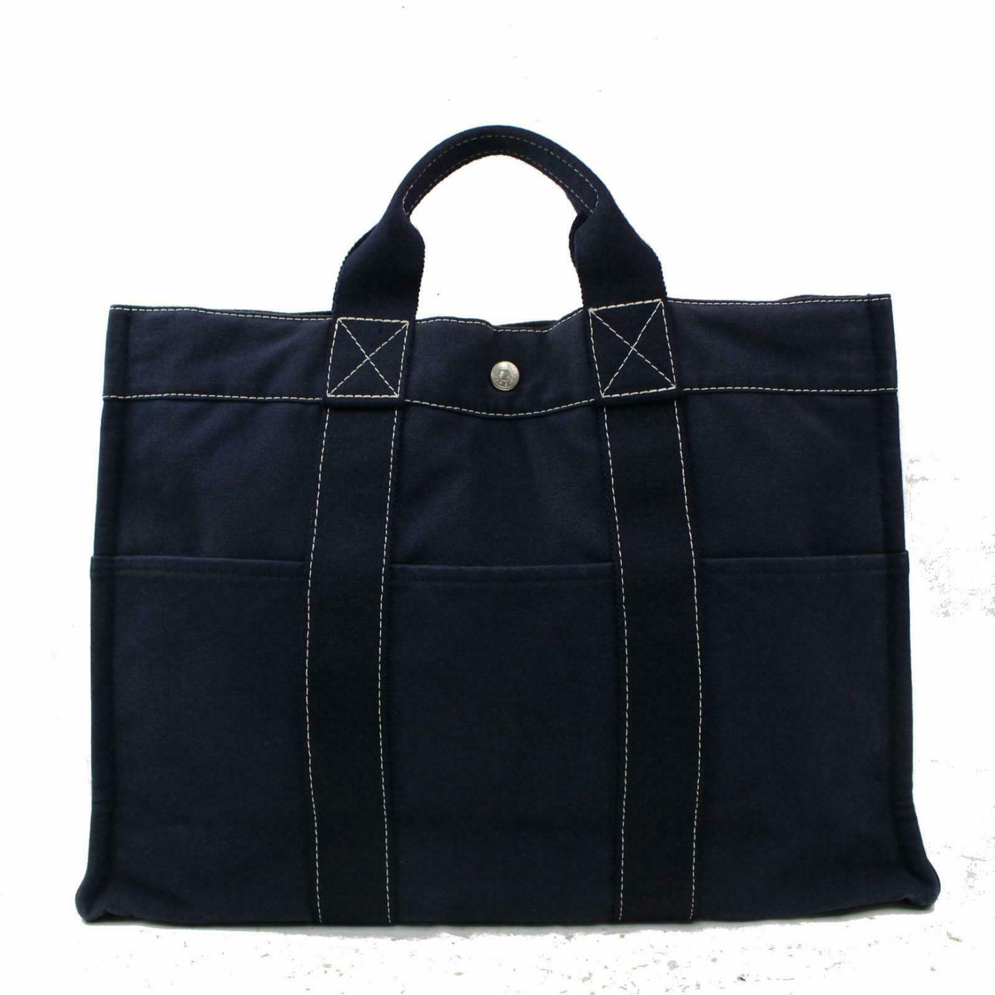 Hermes Luxury Tote Bag Deauville Navy (Shc ) Canvas Blue