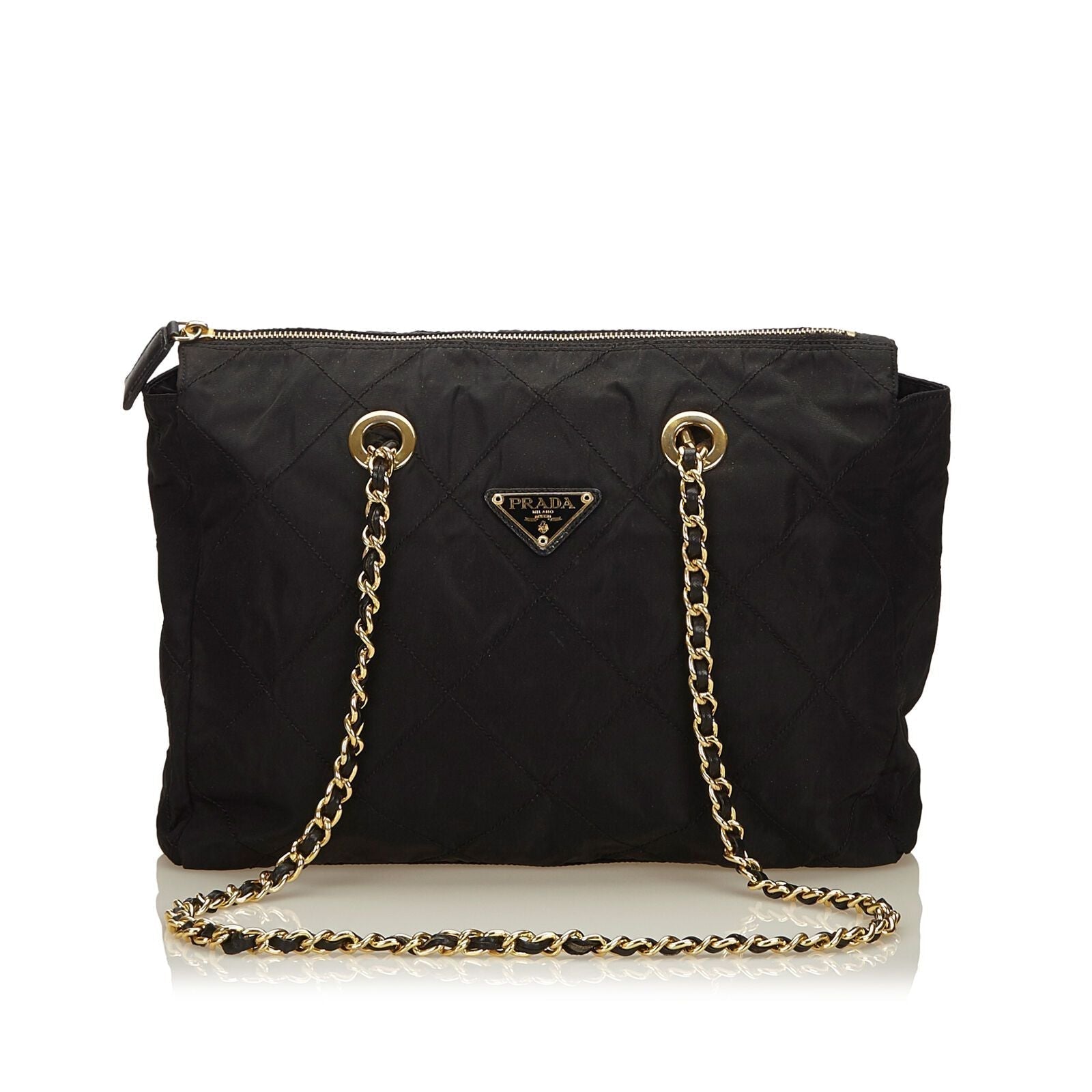 Prada Fabric Tote Bag Italy Nylon Quilted Black Tote Bag Italy