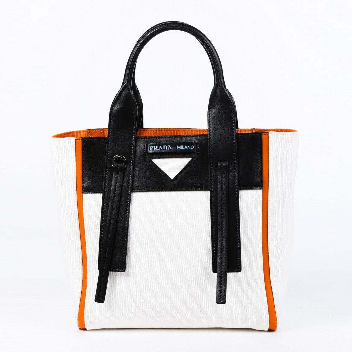 Prada Bag Ouverture Tote Leather Canvas White Tote Bag