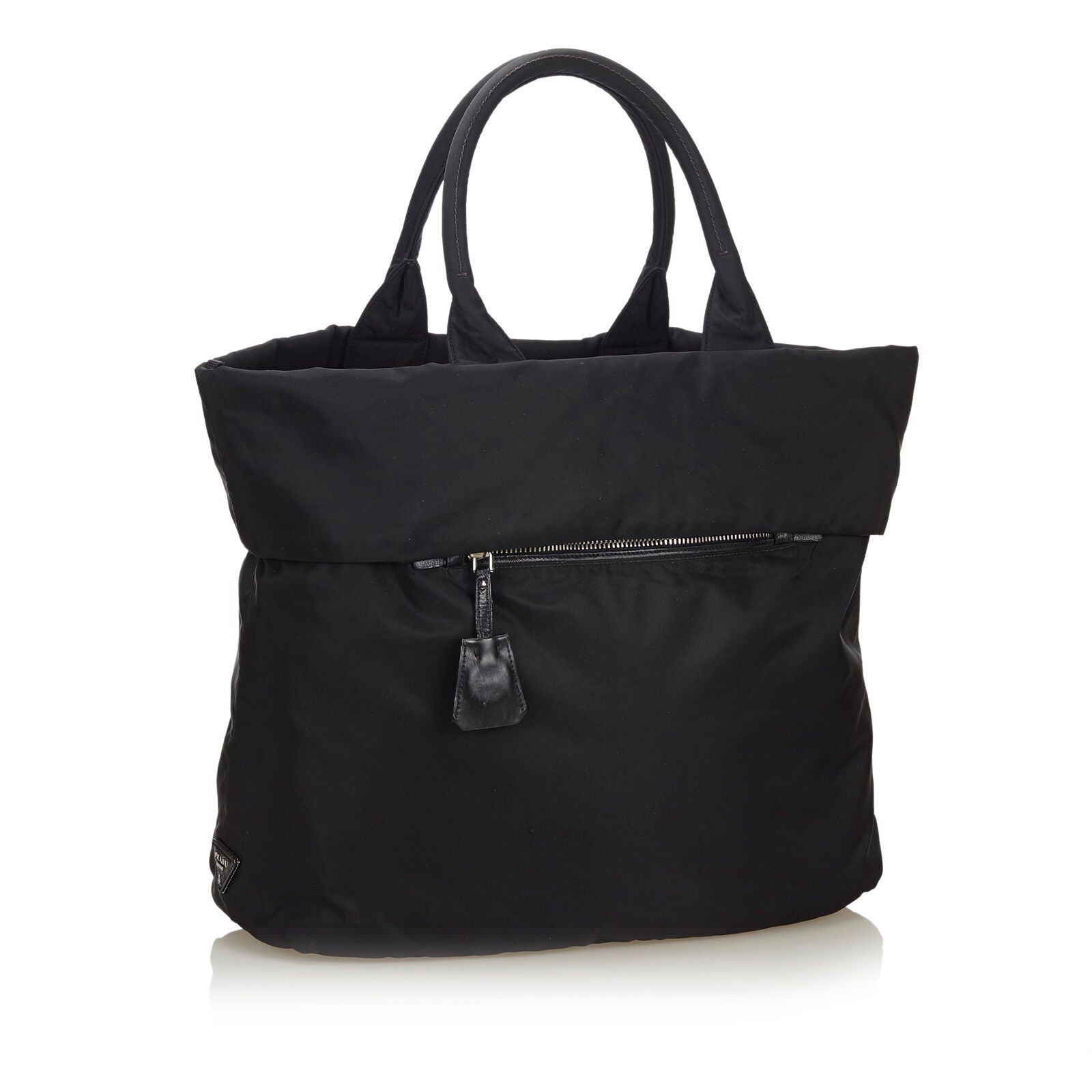 Prada Fabric Reversible Tote Bag Italy Nylon Black