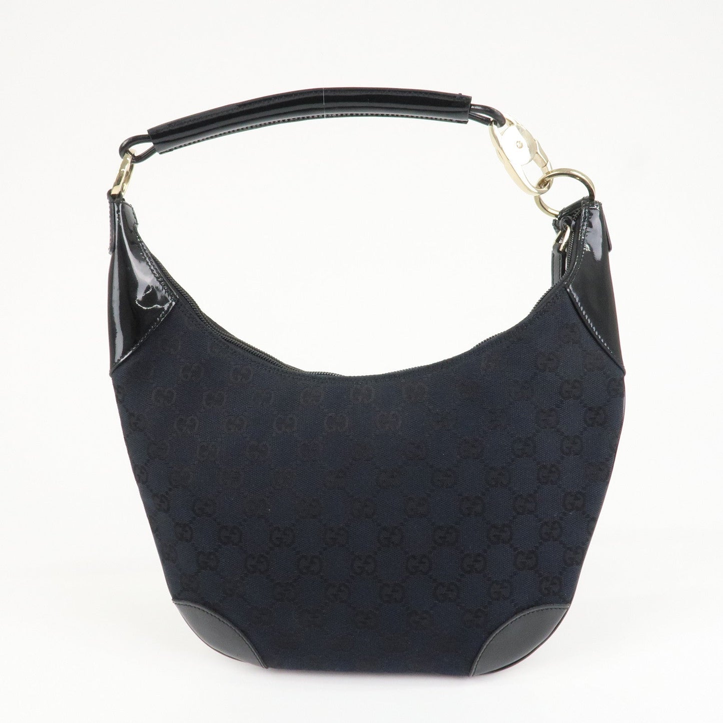 GUCCI GG Canvas Patent Leather Shoulder Bag Black 001.4158