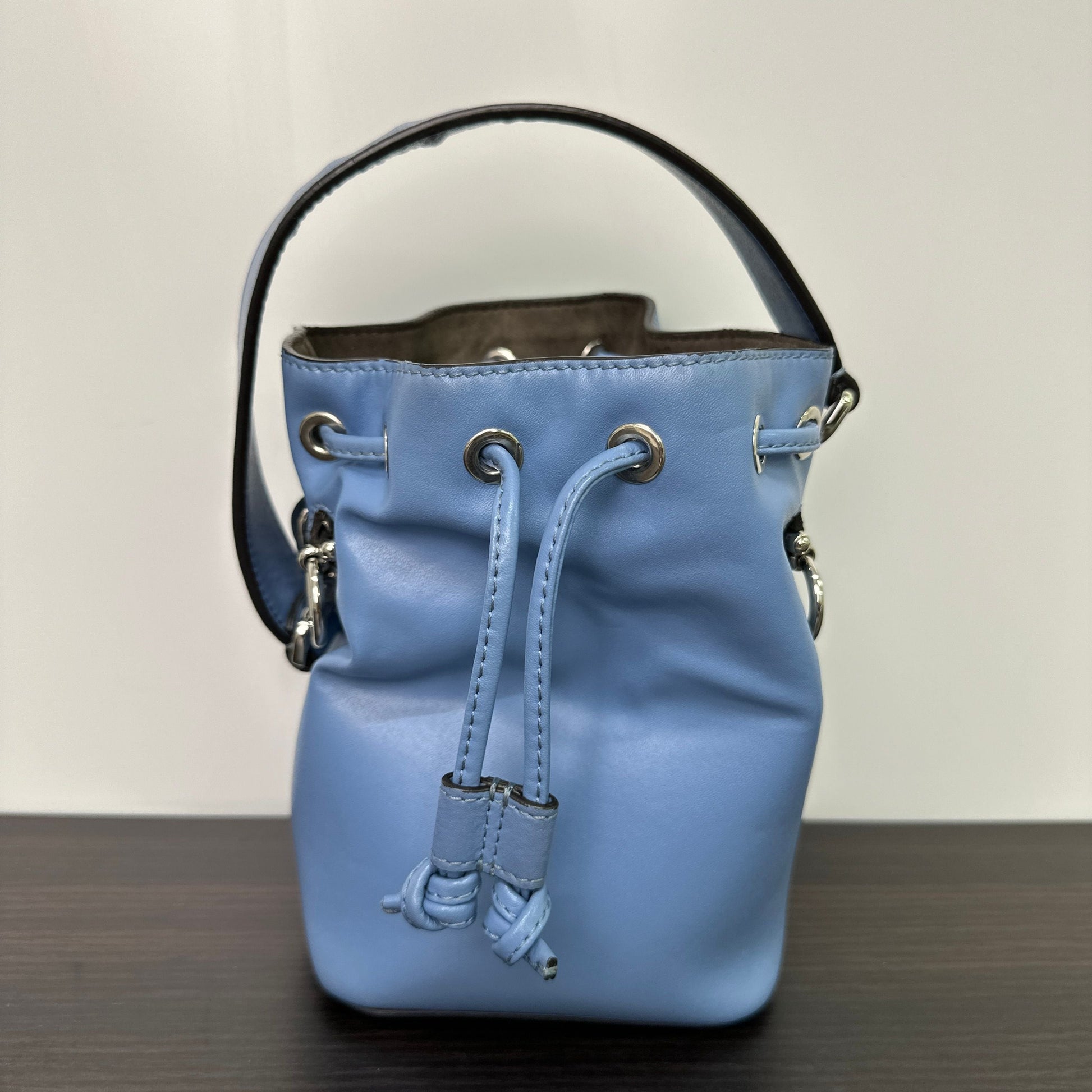 Fendi Bag Light Mon Tresor t Leather Blue Mini Bucket Bag