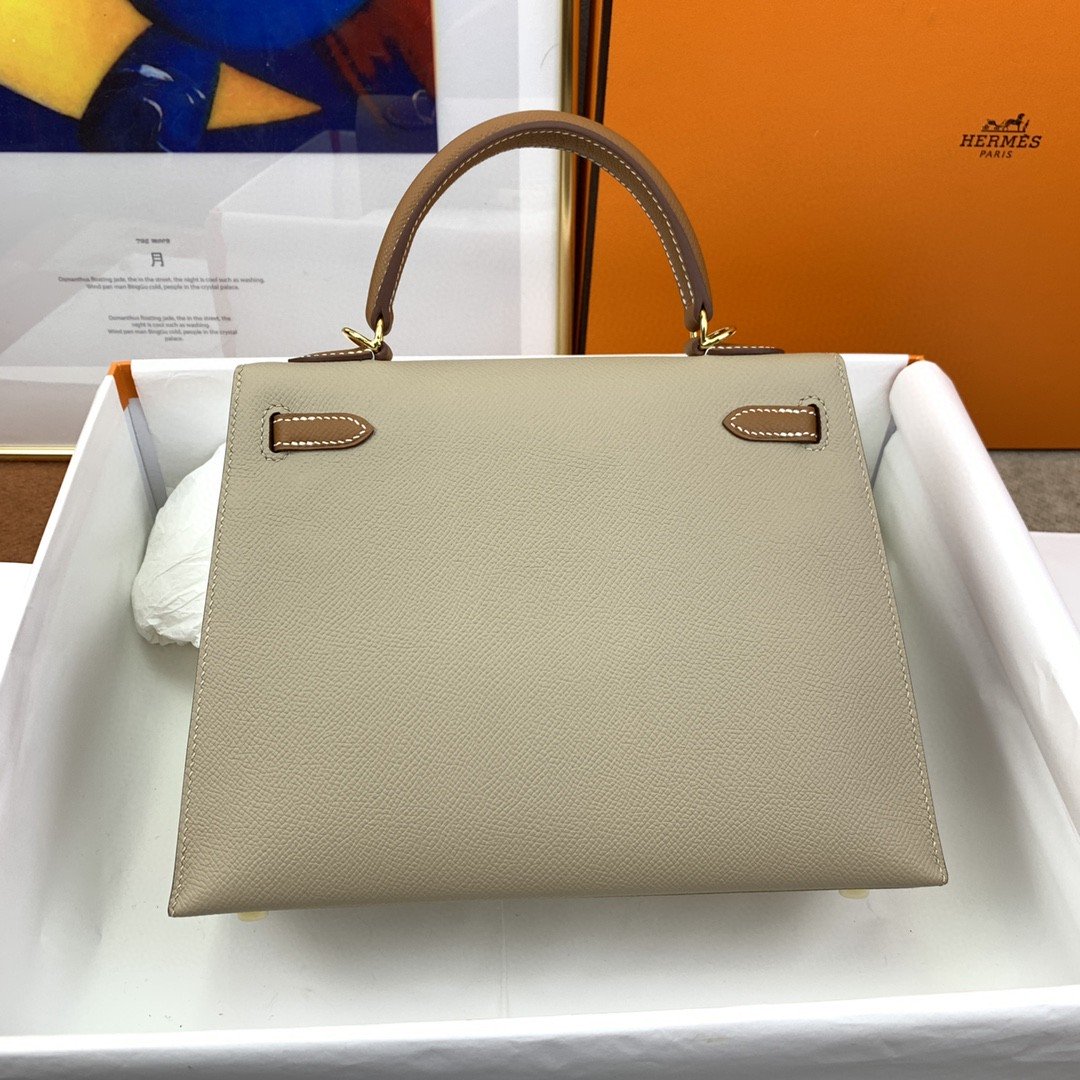 Top Quality Kelly Sellier Epsom Greige Bag Brown Shoulder Bag