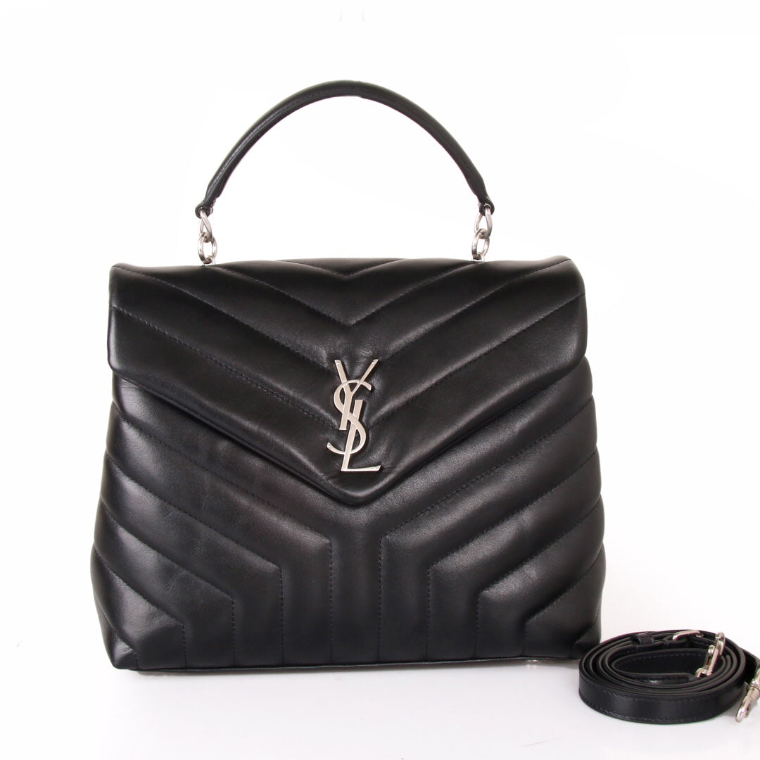 YSL Saint Laurent Loulou MatelassÃ© "Y" 9.8in 23cm Black Small Chain Handbag Ysl 494699Dv7261000