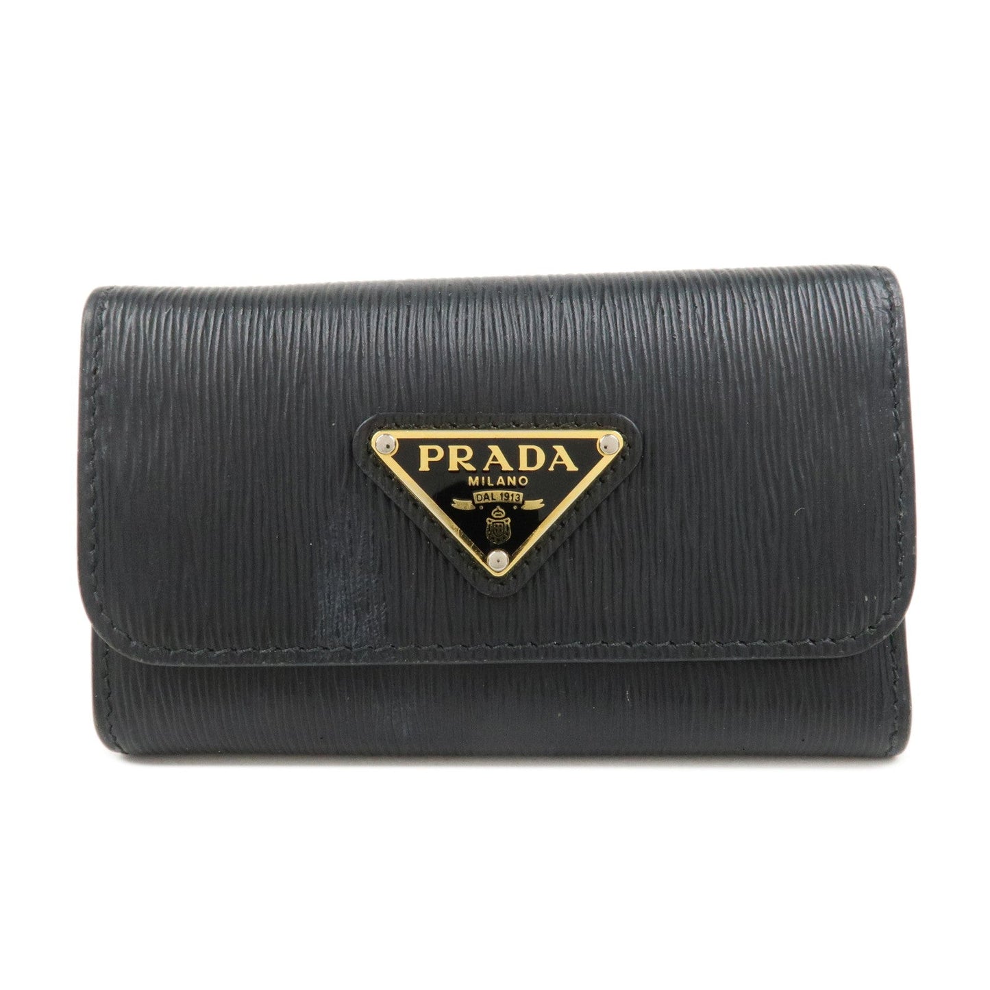 Triangle 6 Rings Key Case Leather Black Logo Jewelry
