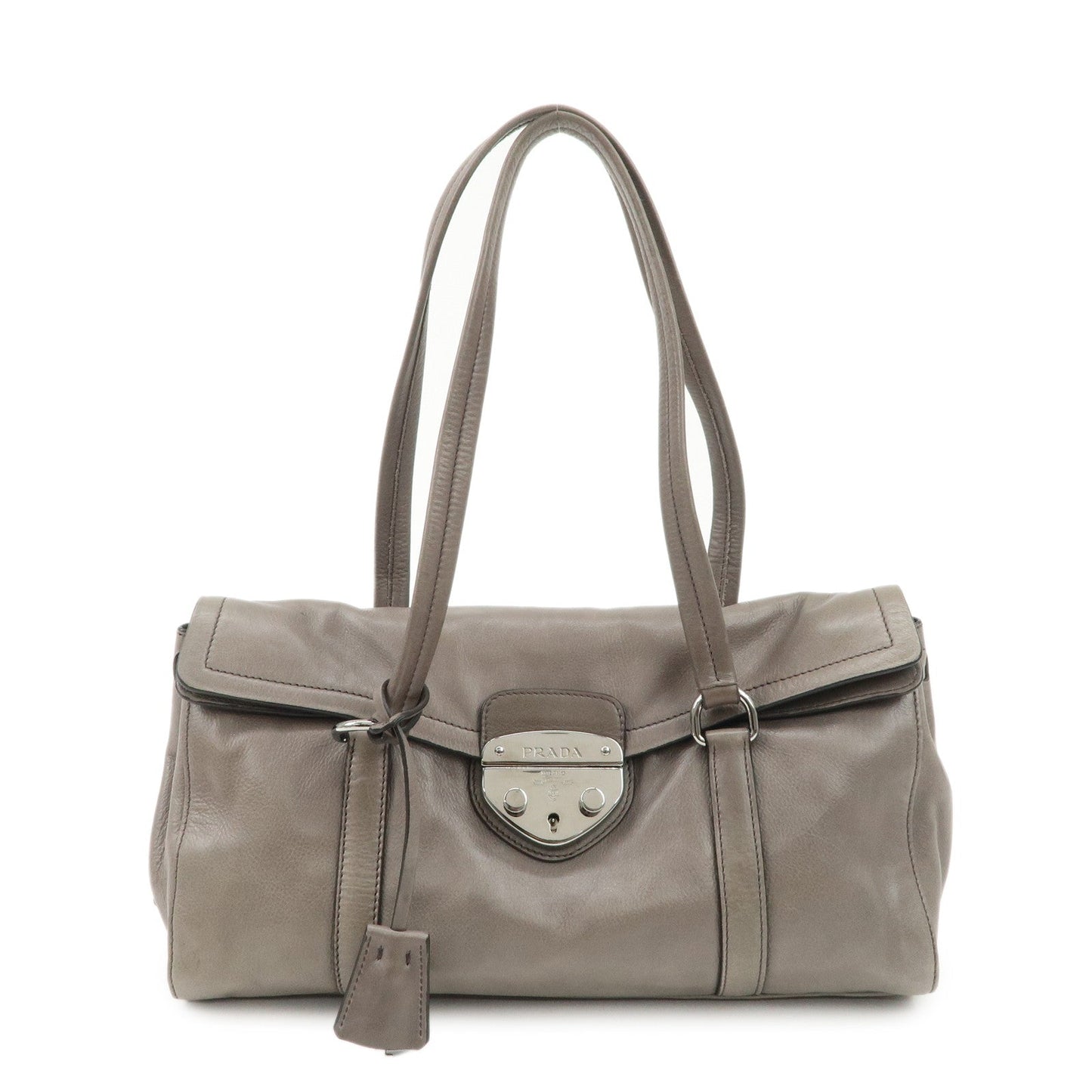 Shoulder Bag Triangle Leather Gray Logo