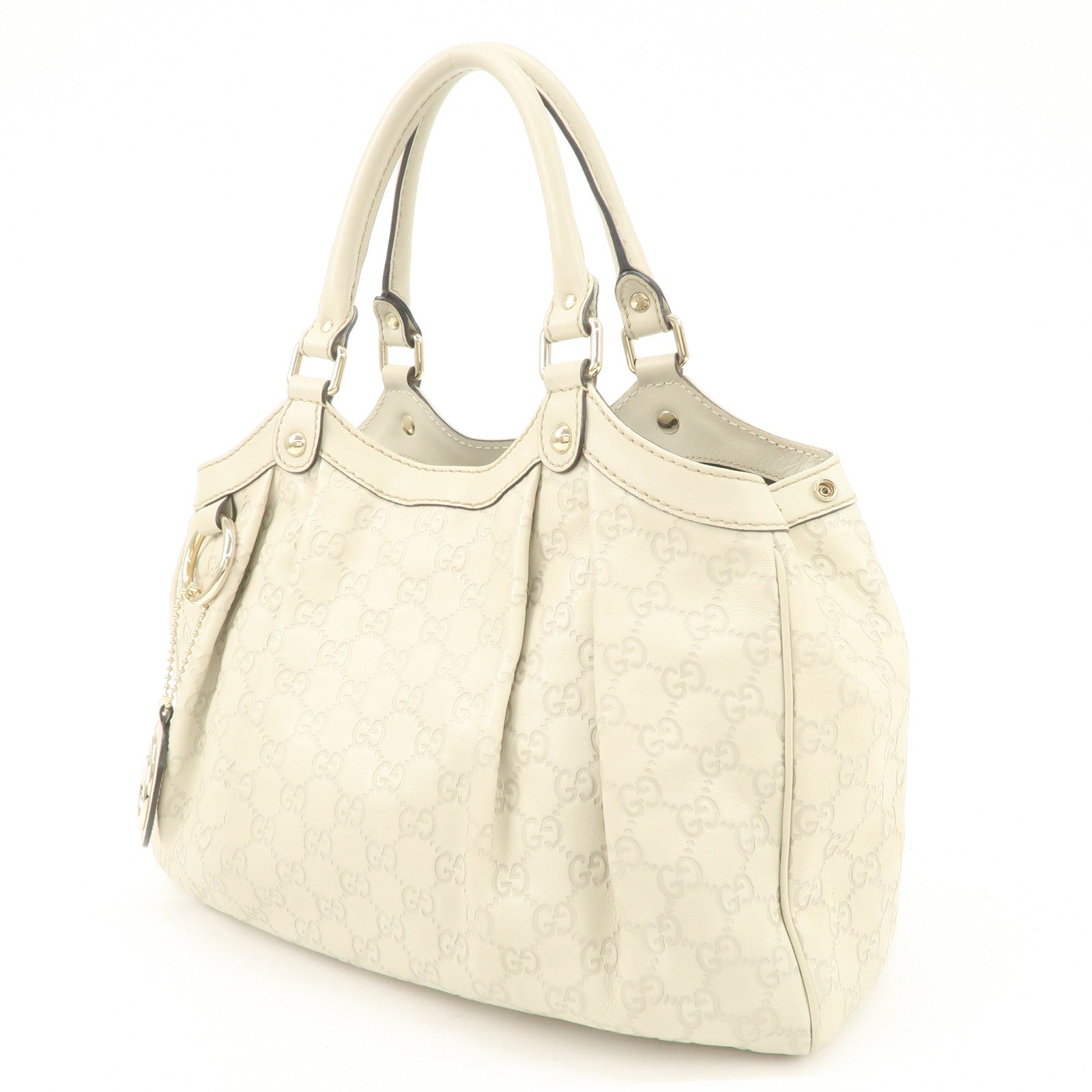 GUCCI Sukey Guccissima Leather Tote Bag Hand Bag Ivory 211944