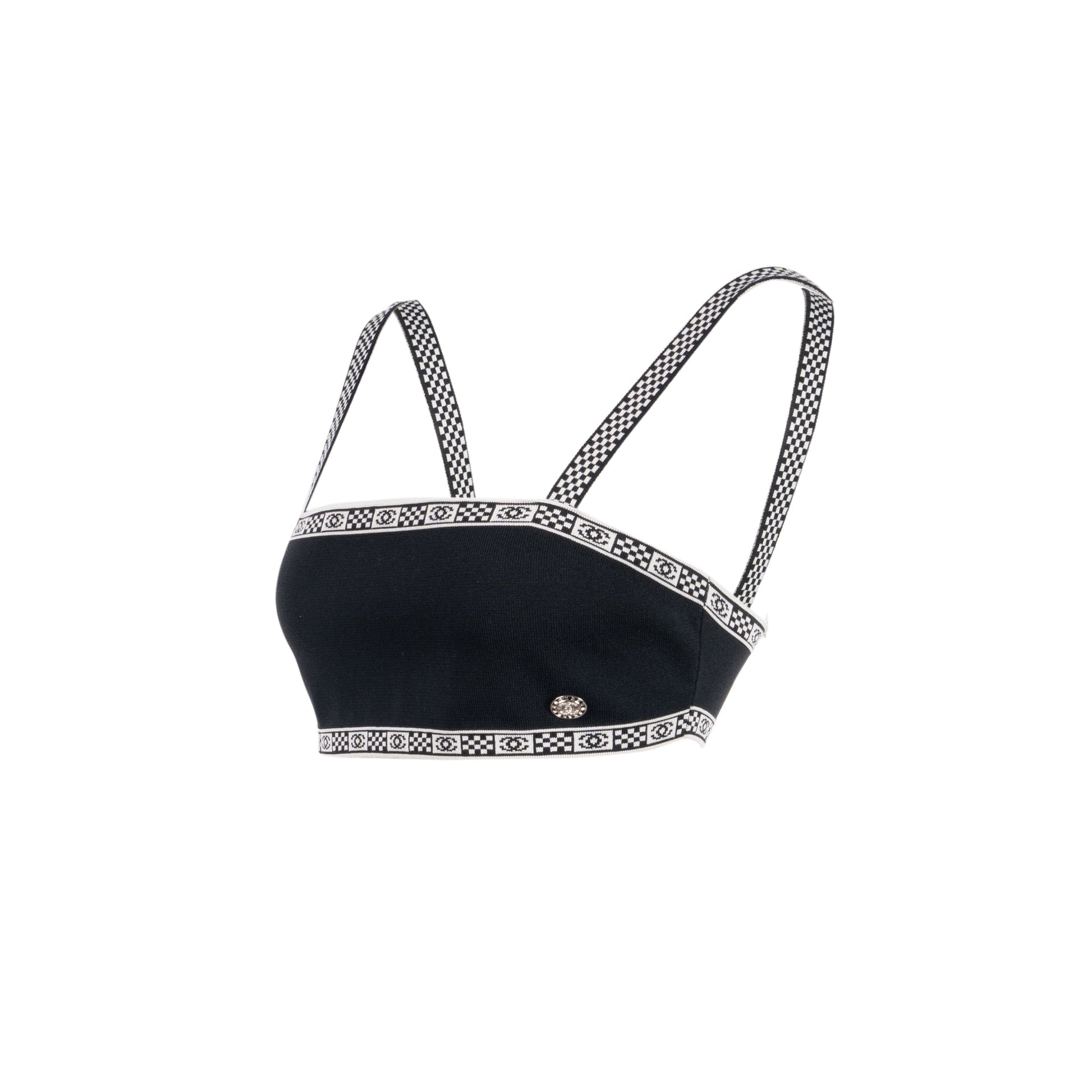 Chanel Black White Handbag Black White