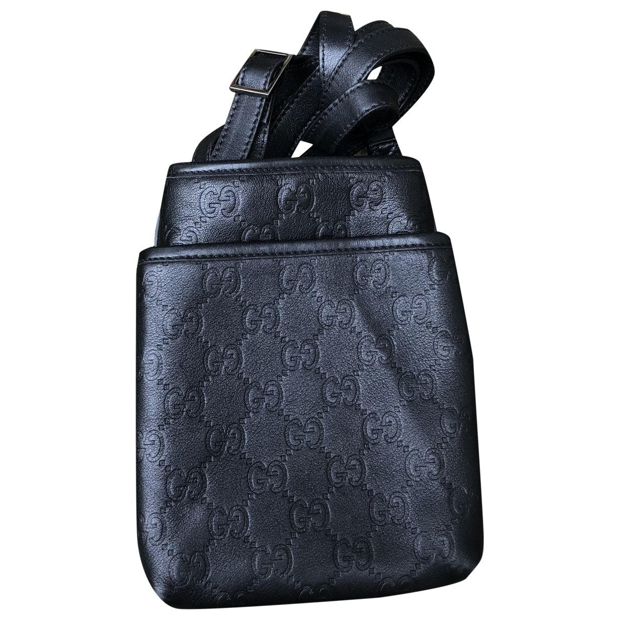 Gucci black leather clutch bag
