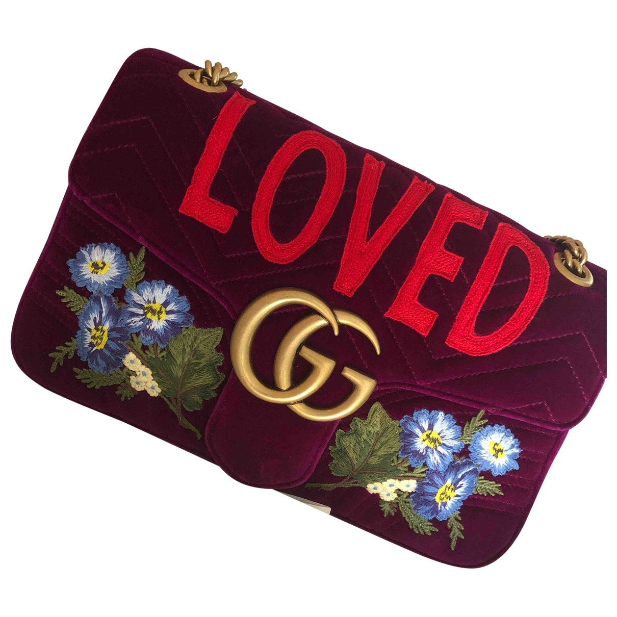 Gucci marmont purple velvet handbag