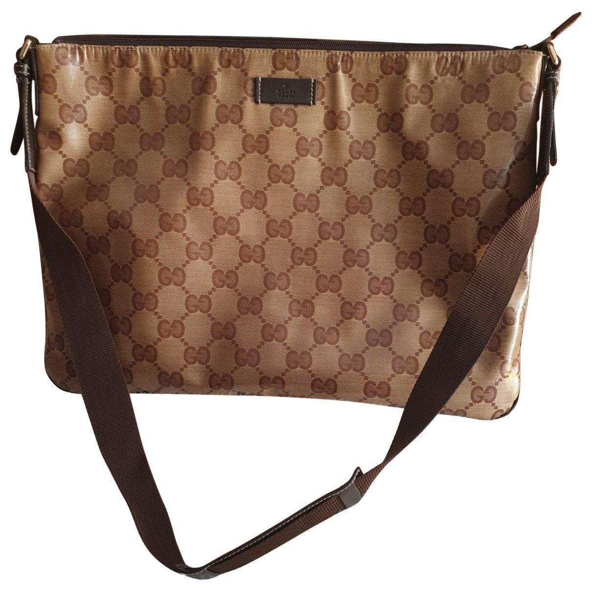 Gucci brown cloth travel bag