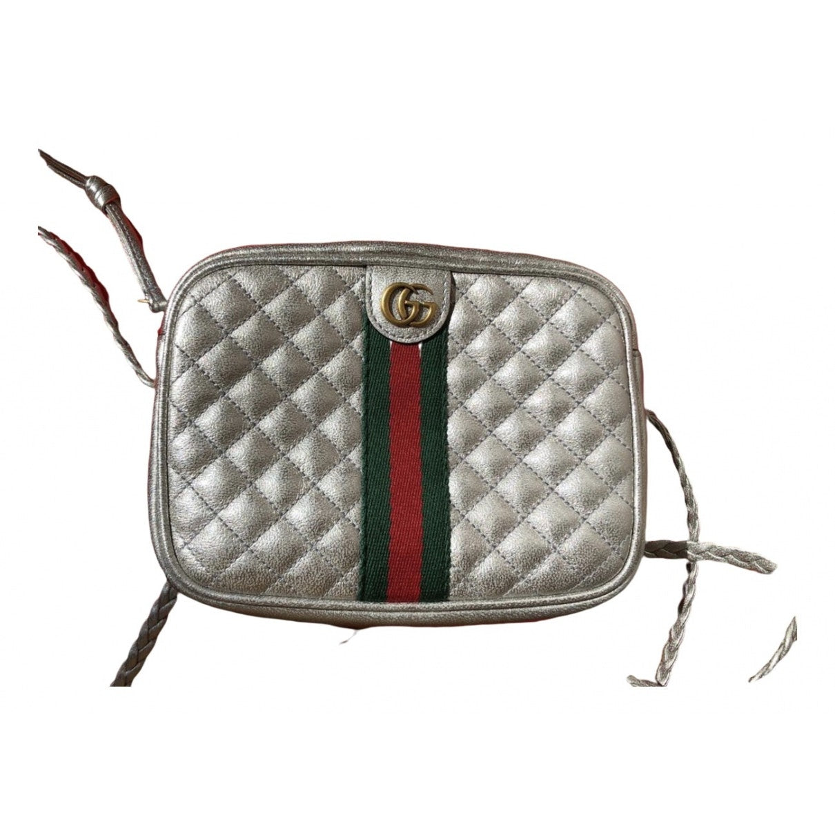 Gucci laminated silver leather handbag